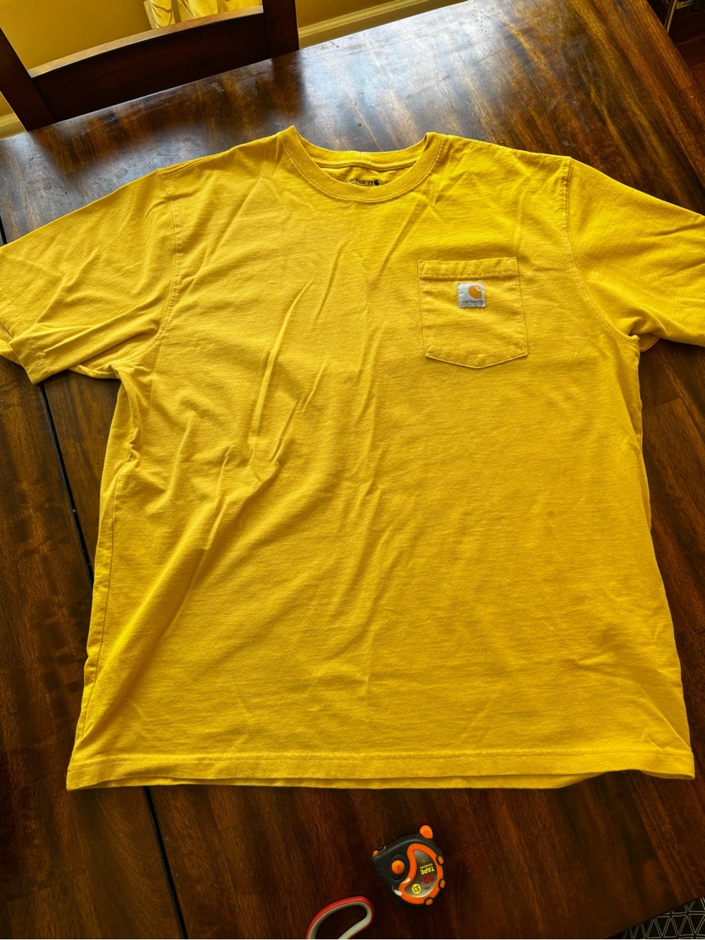 Carhartt Men’s Yellow Short-Sleeve Pocket Tee XL Loose Fit